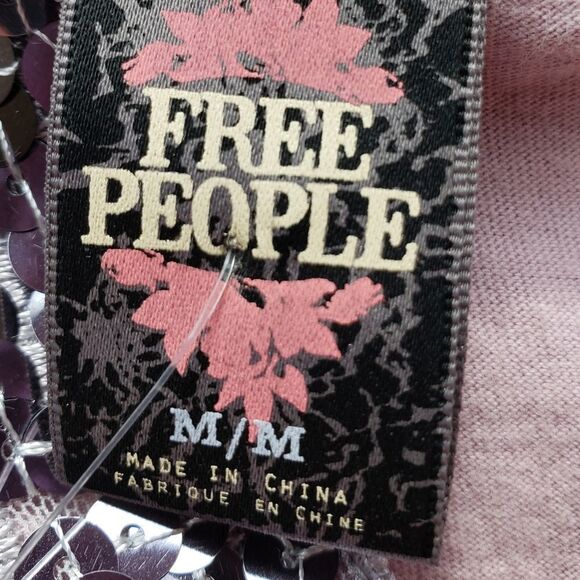 🔹️Free People Purple & Blue w/Sequined Neck Sleeveless Tunic Top Medium - Picture 8 of 10